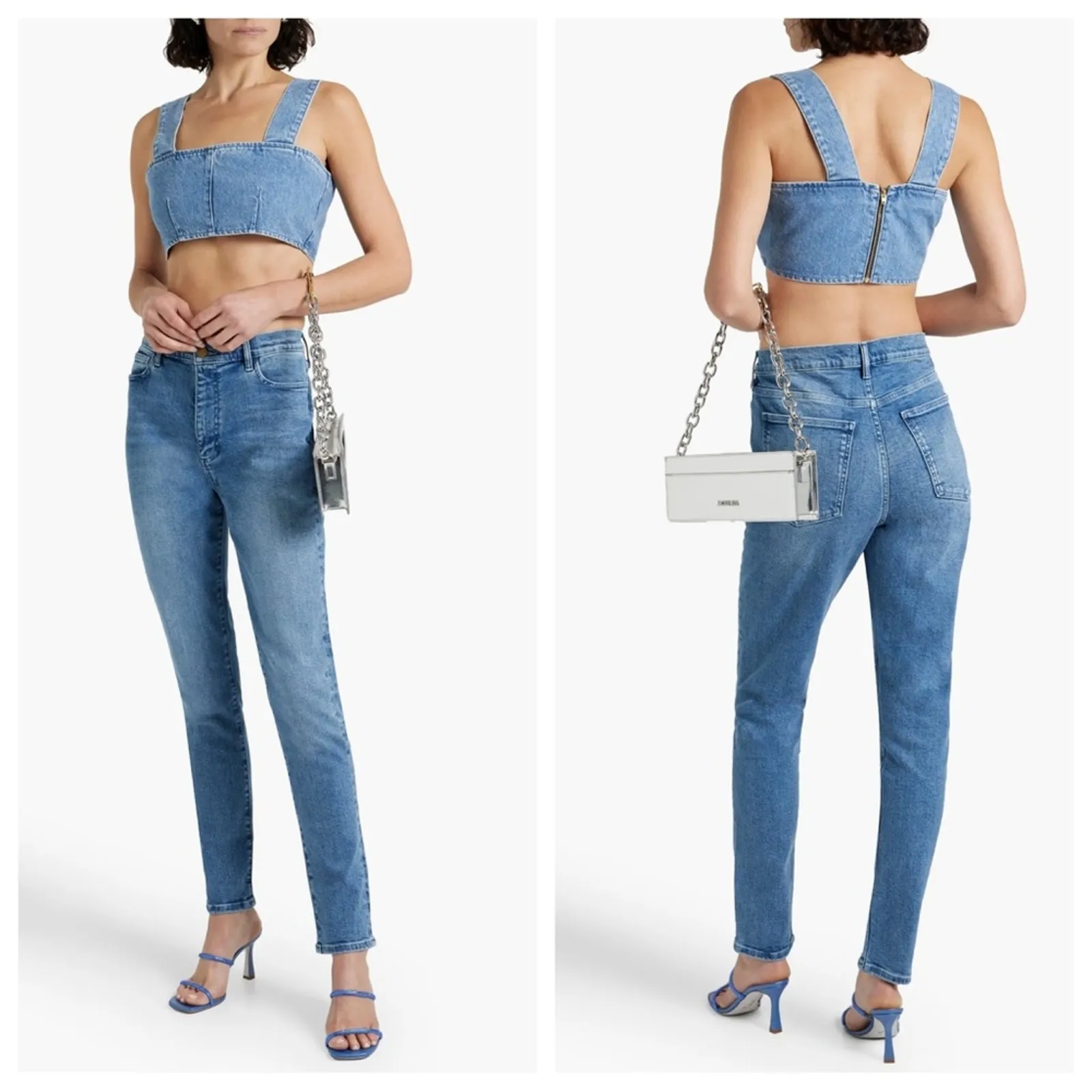 Triarchy x Josephine Skriver Josephine Cropped Denim Top - Size L - Image 2