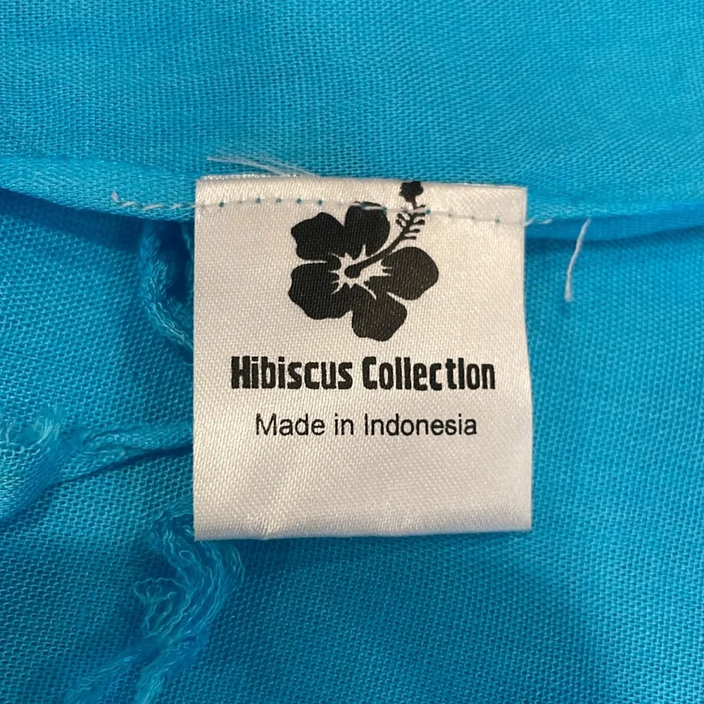 Hibiscus Collection hand painted sarong wrap dress swim cover up or scarf Blue Size undefined - Image 6