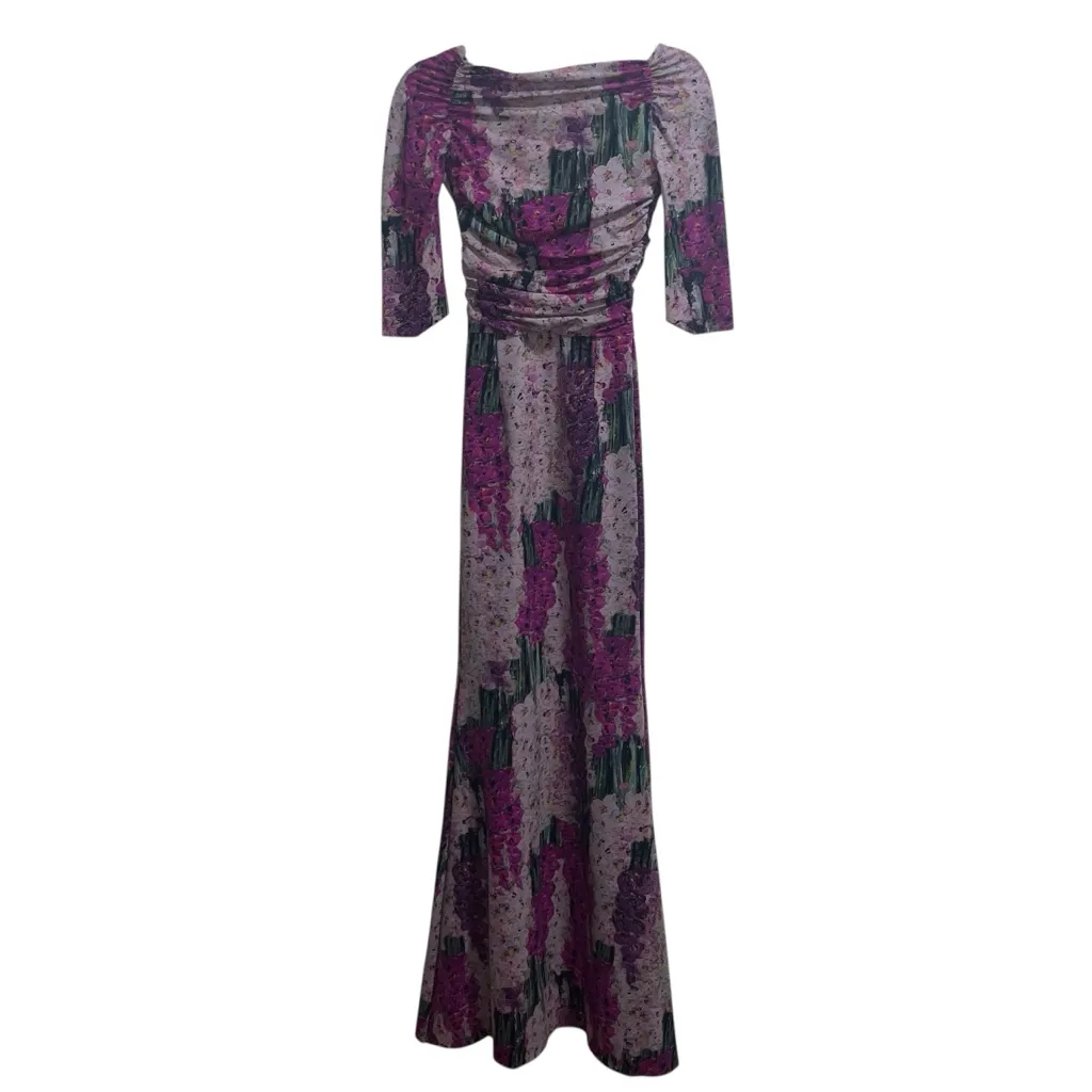 NEW NWT Chiara Boni La Petite Robe Purple Watercolor Floral Print Maxi Gown - Image 7