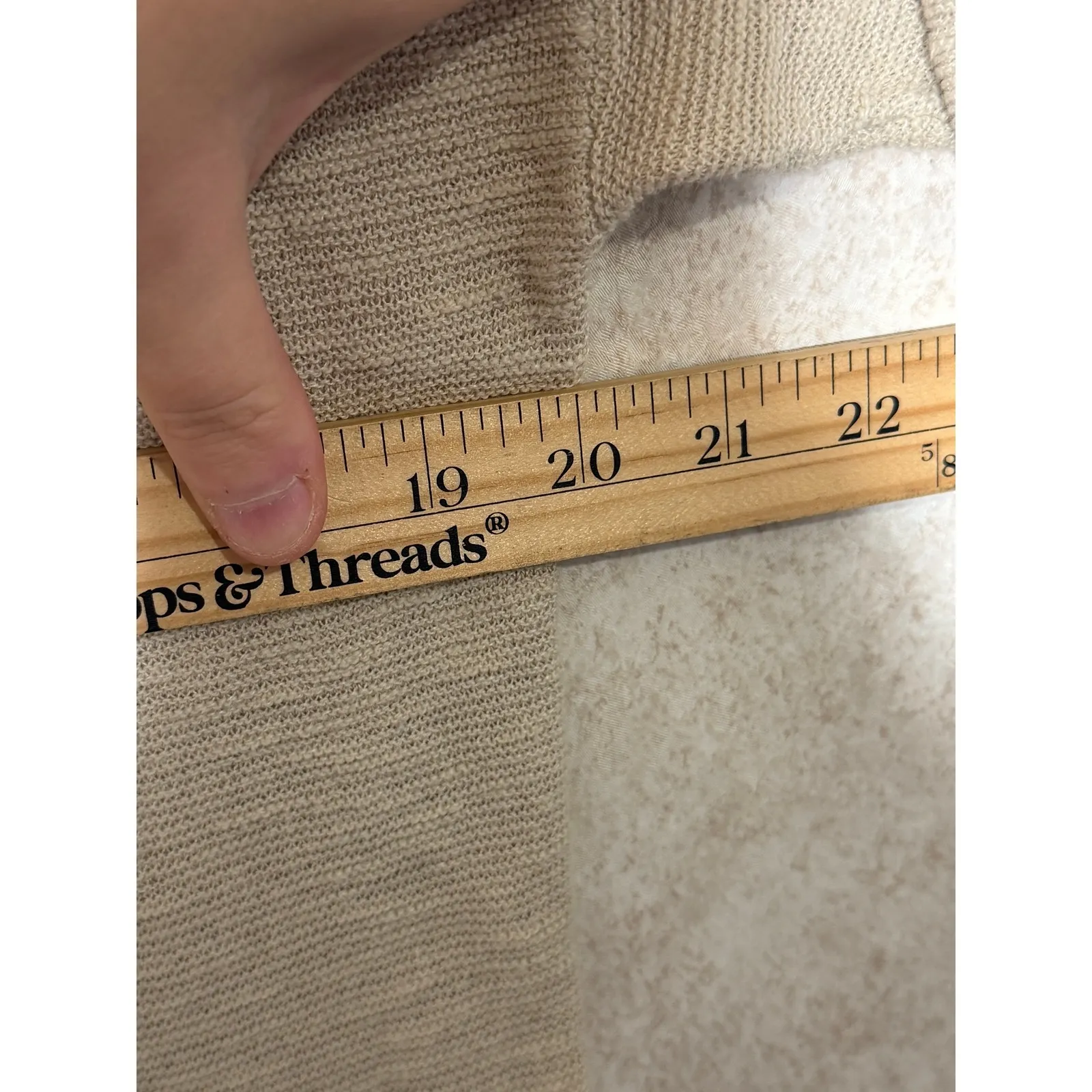 Eileen Fisher Beige Knit Short Sleeve Top Organic‎ Linen Cotton Blend PM Basic - Image 5