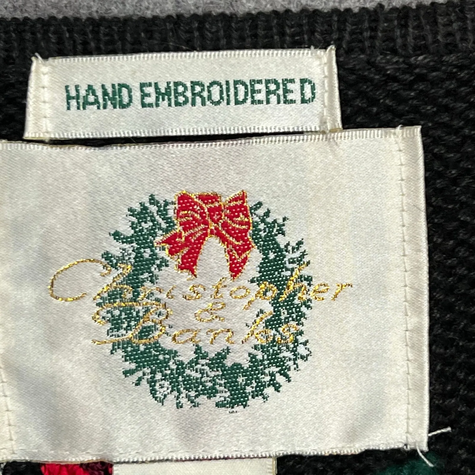 Christopher & Banks Vintage Sweater Vest Small Hand Embroidered Floral Holiday - Image 9