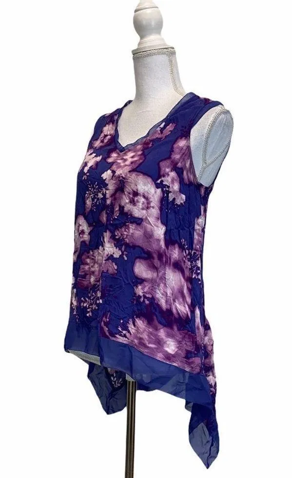 Simply Vera by Vera Wang Purple Floral Top blouse - Image 3