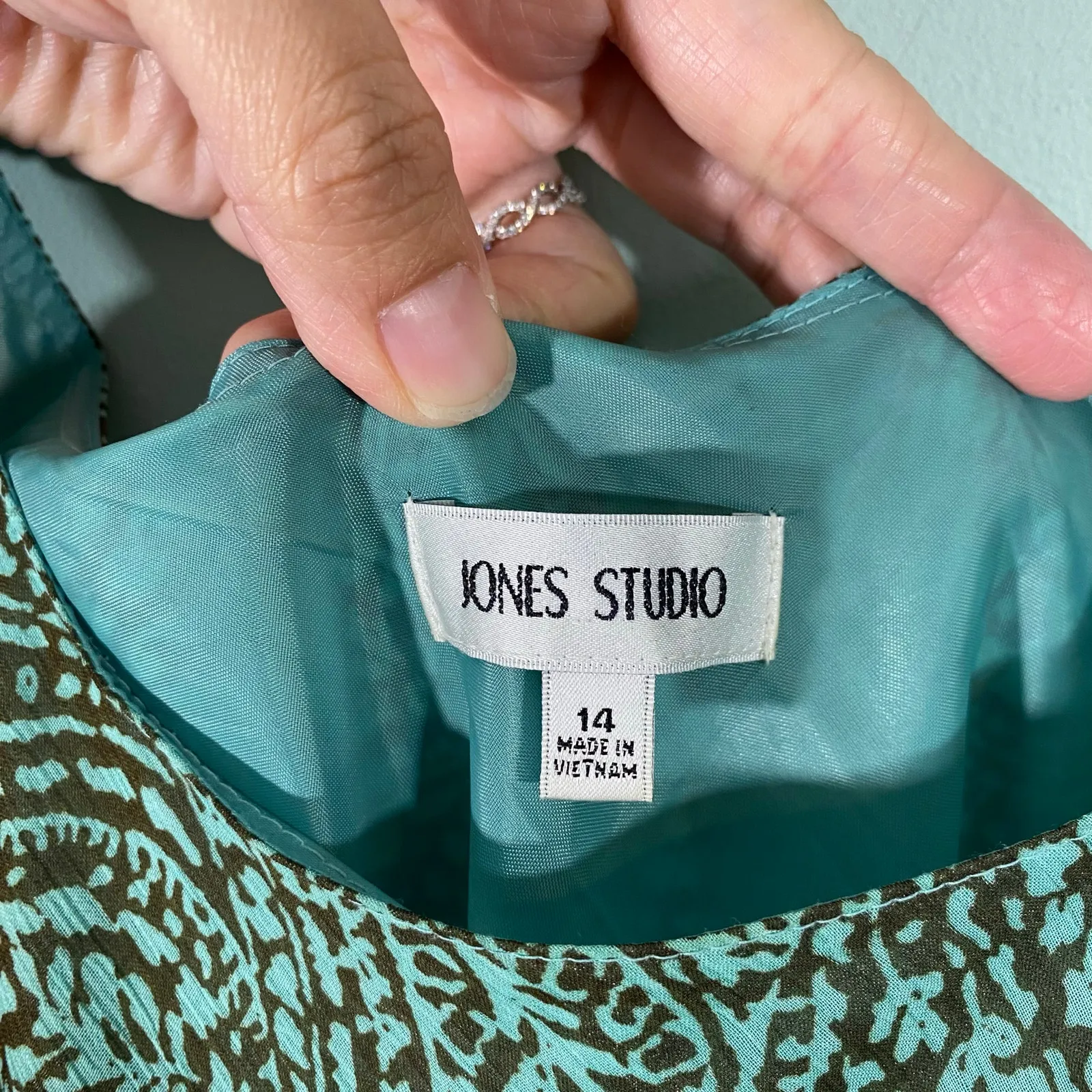 Vintage Y2K 90s Jones Studio Green Paisley Tiered Sleeveless Midi Dress Size 14 - Image 5