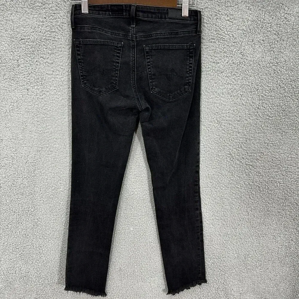 AG ADRIANO GOLDSCHMIED jeans 26 The Prima‎ Cigarette Leg Black Pants chewed hem - Image 2