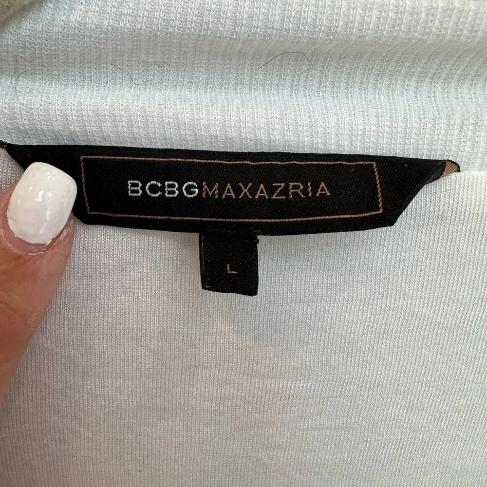 BCBGMAXAZRIA  White Zipper Pockets Lightweight Cardigan Jacket Size Large L - Image 7