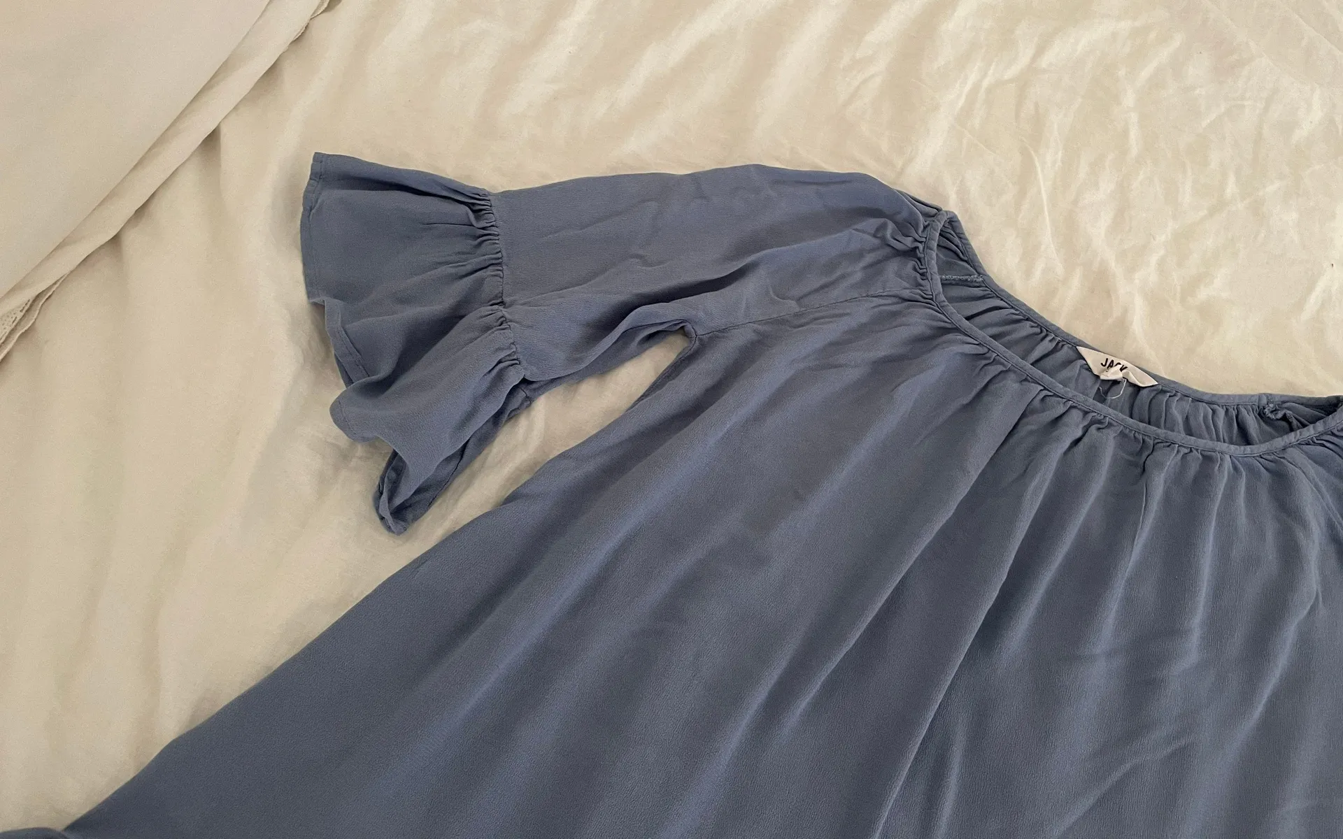 Blue Rayon Boho Bell Sleeves Ruffle Dress, size XS - Image 7