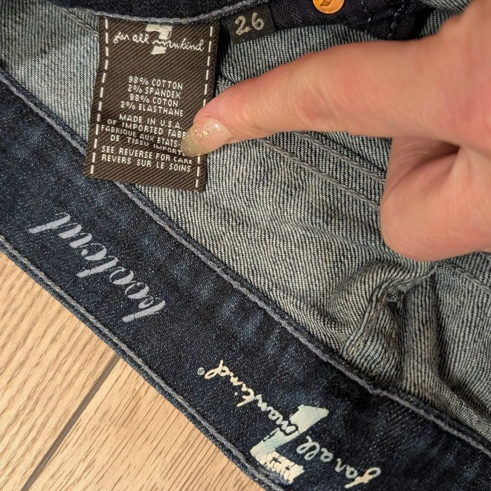 7 For All Mankind Womens 26 Bootcut Jeans Designer Premium Denim Dark‎ Wash USA - Image 3