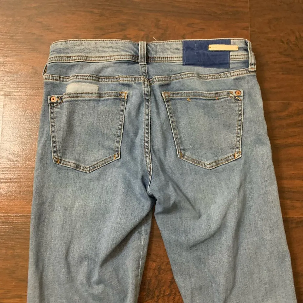 Pilcro & the Letterpress Anthropologie blue patchwork slim boyfriend jeans 25 - Image 6