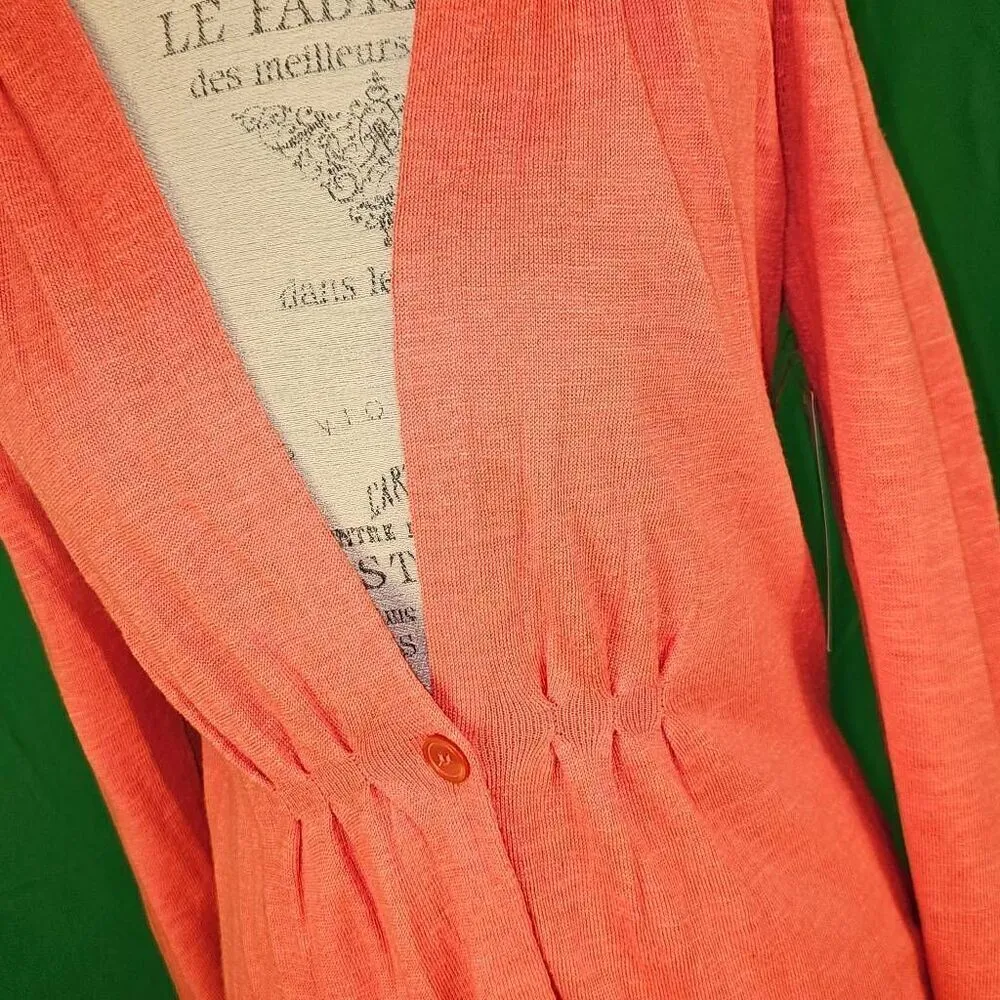 NWT Jones New York Womens Melon Linen Blend Cardigan Sweater‎ Small - Image 3