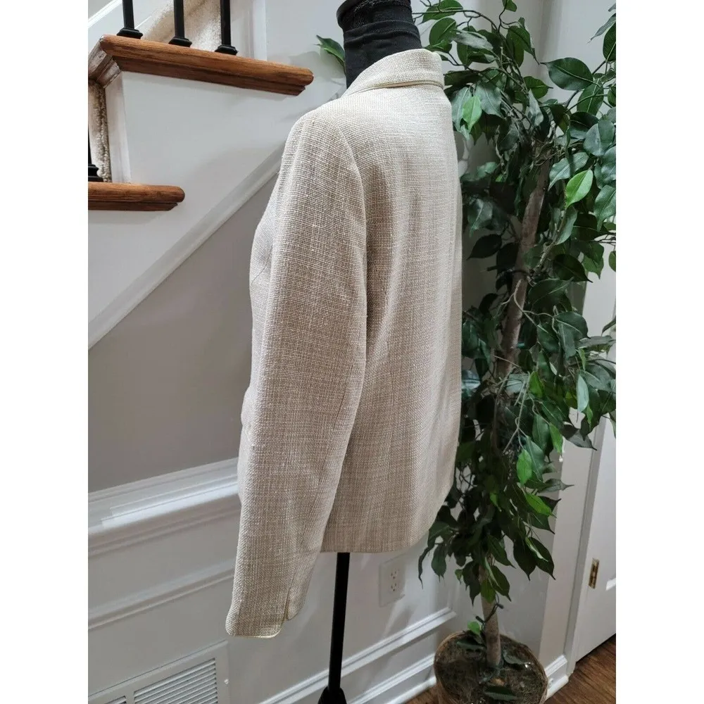 Pendleton Women's Beige Viscose Single Breasted Four Buttons Fitted Blazer 10 - Image 3