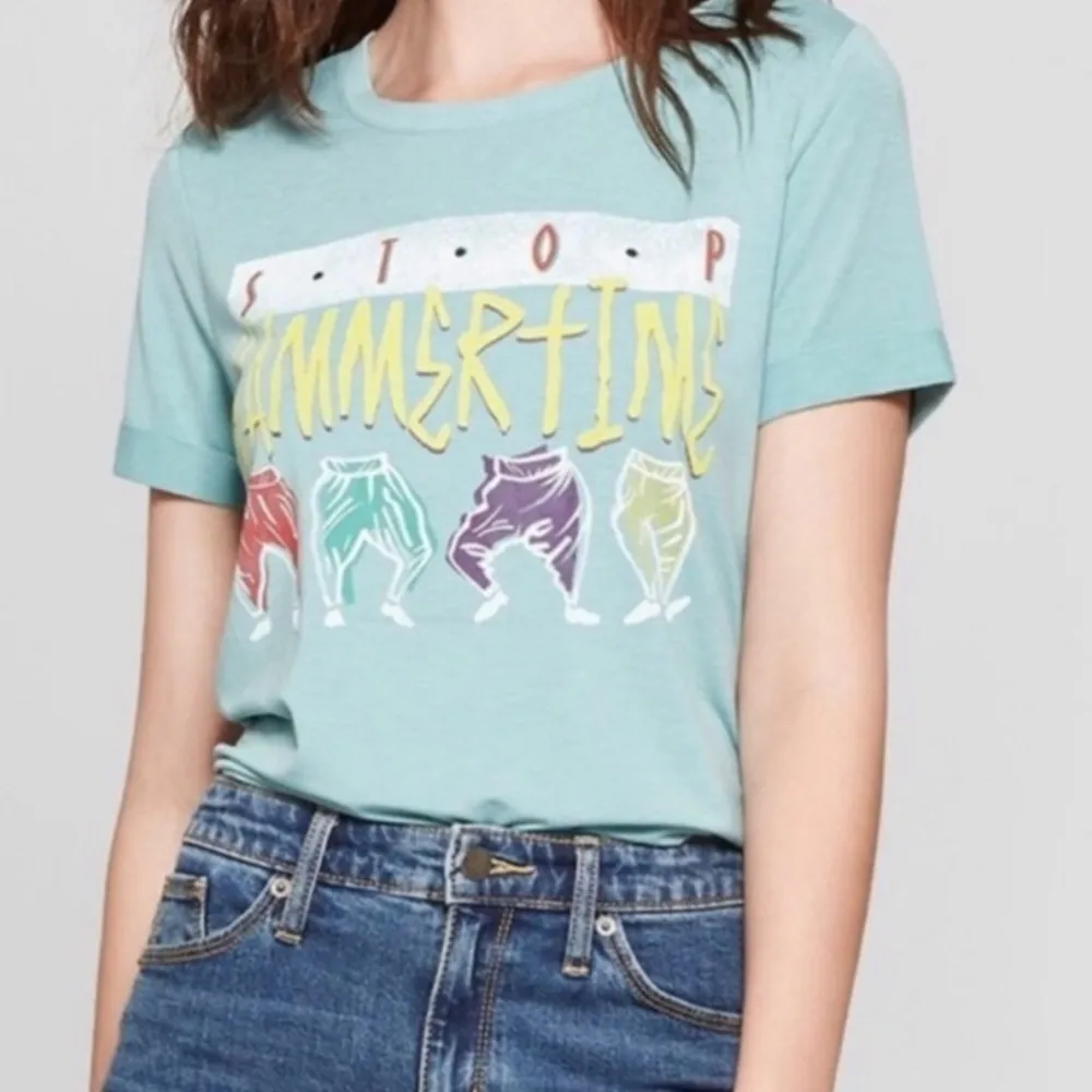 NWT MC Hammer Stop Hammertime Graphic Short Sleeve Tee Sage Green Turquoise Sz M Size M - Image 2