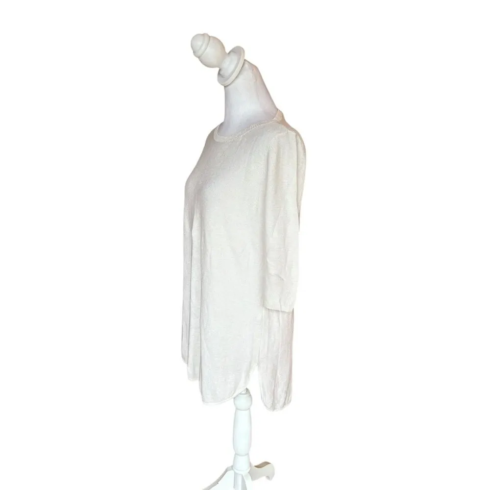 Eileen Fisher Ivory Sweater Top Lightweight Tencel Cotton Silk Womens Medium - Image 4