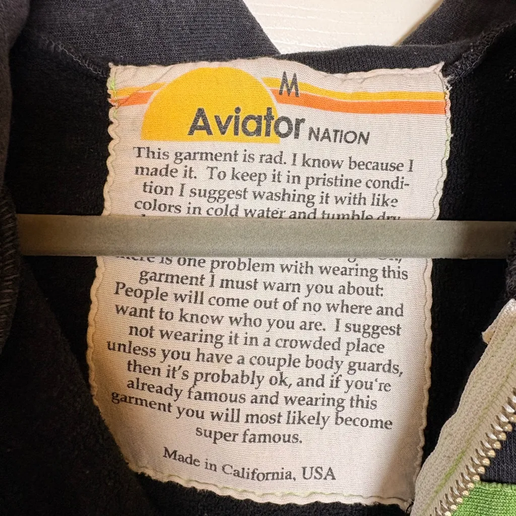 Rare Aviator Nation Charcoal Gray Rainbow Arrows Zip Hoodie Medium - Image 4