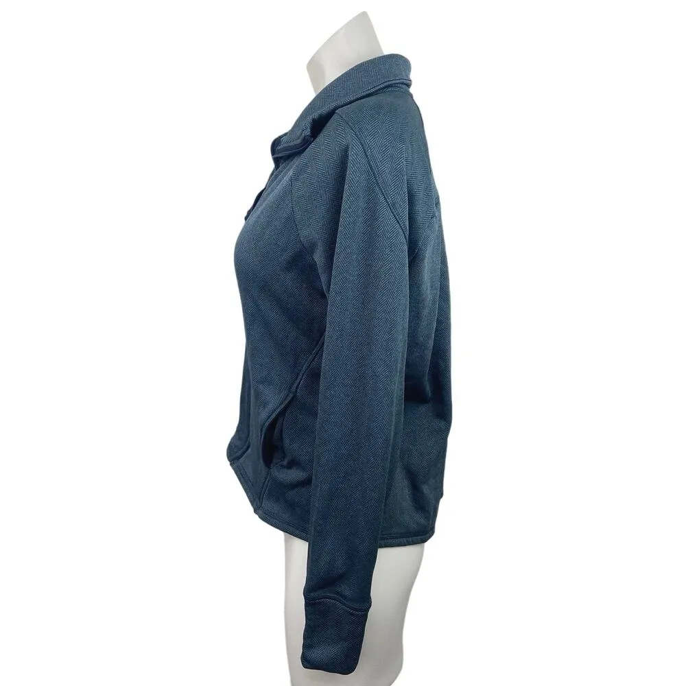 Champion Blue Herringbone Fleece Full Zip Pleated Back Training Track Jacket M - Image 2