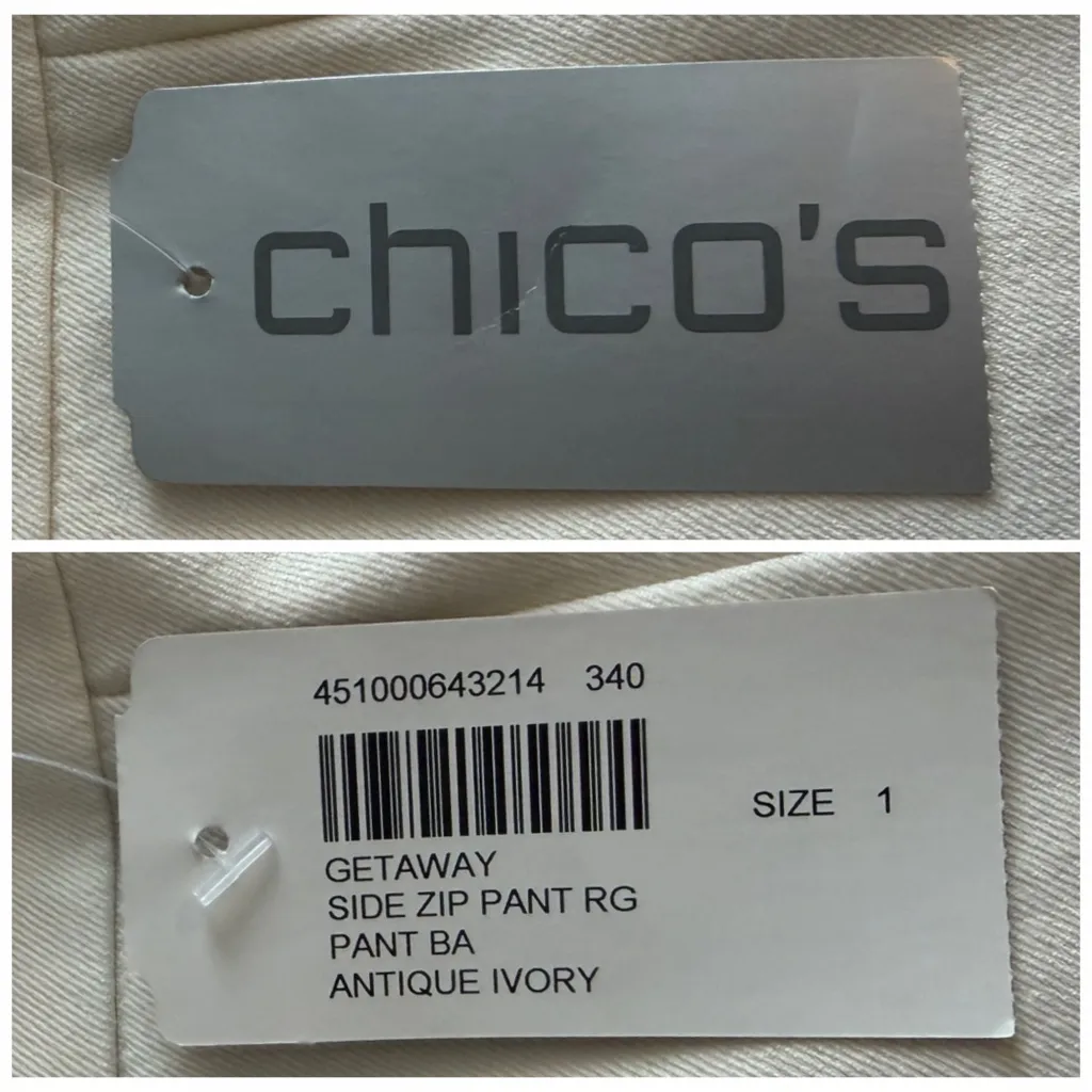Chico’s Size 1 Ultimate Fit Getaway Pants Slim Ankle Women’s 8 Antique Ivory - Image 7