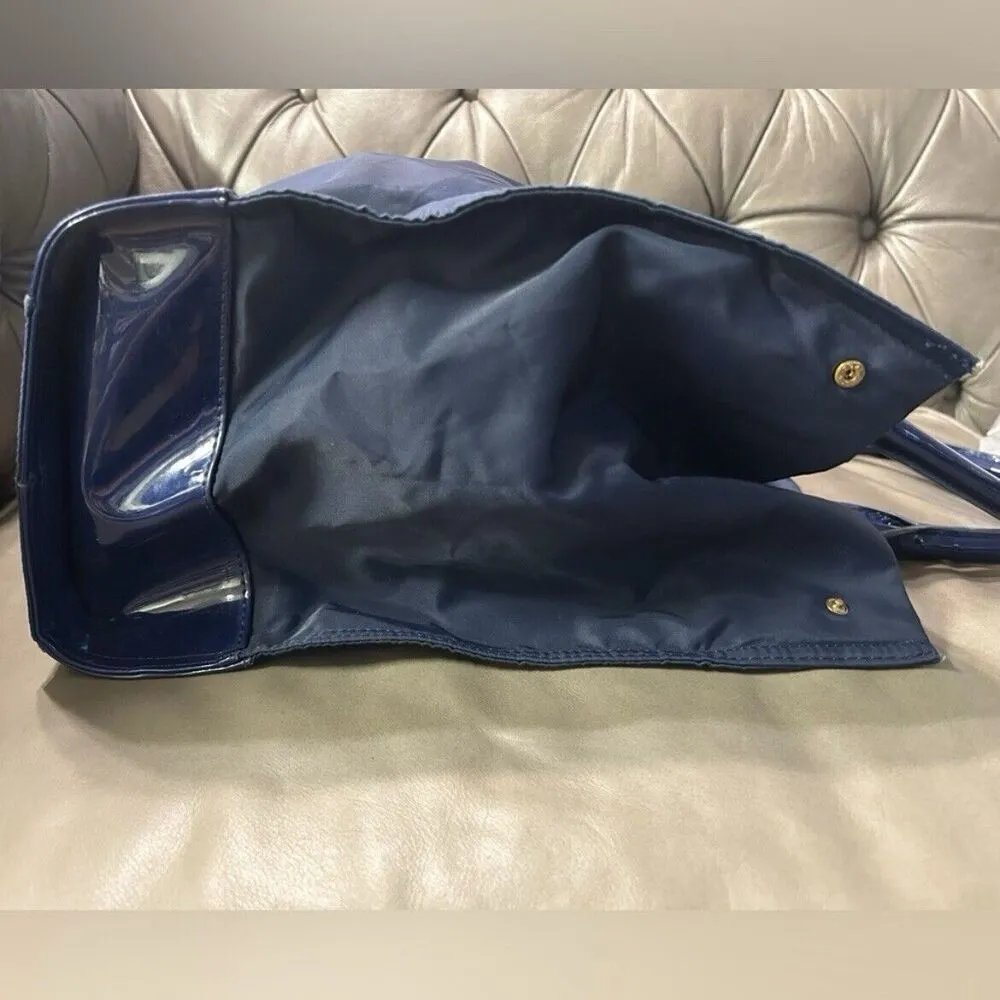 Tory Burch Large Navy Blue Ella Tote Bag nylon patent - Image 11