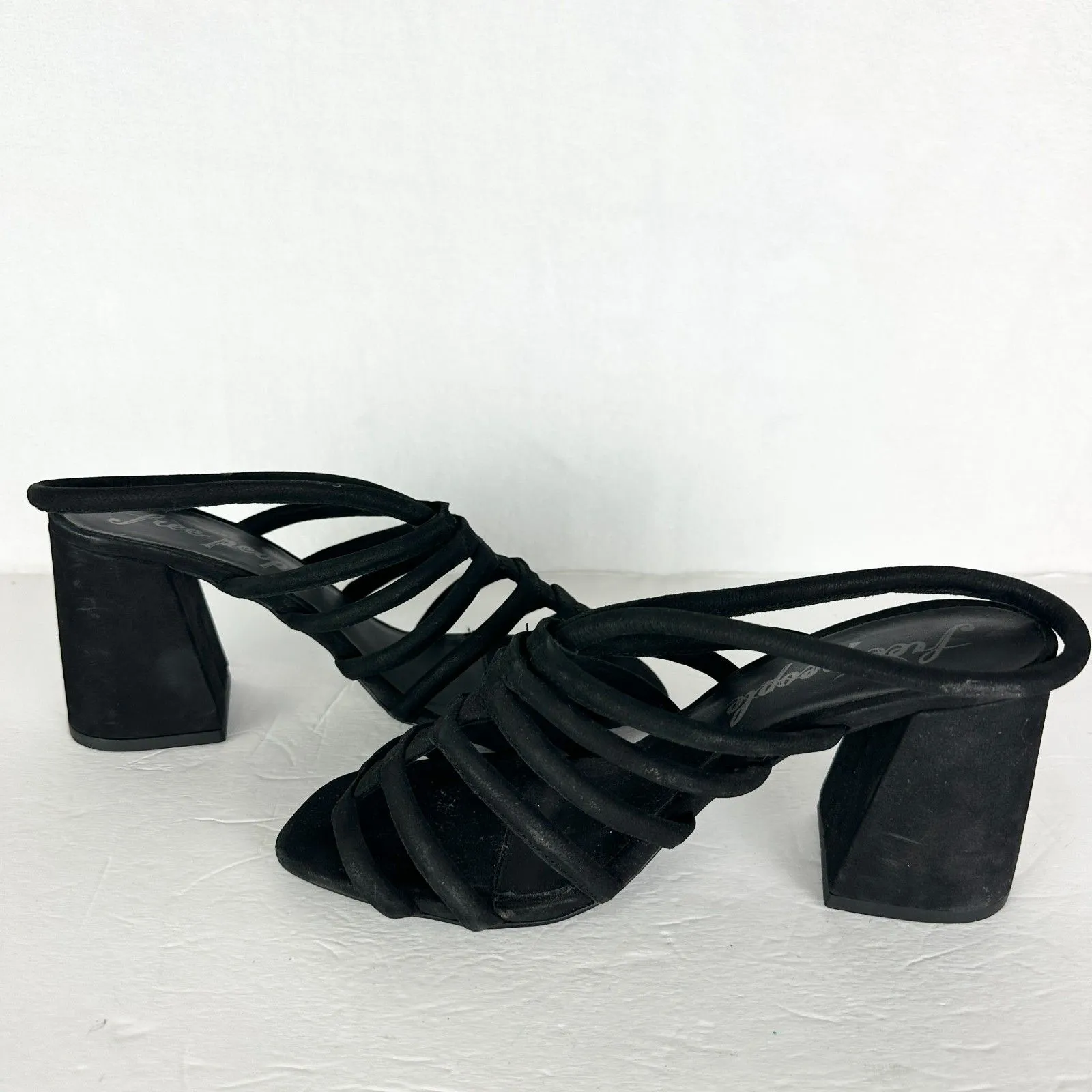 Free People Colette Cinched Heel Size 37.5 US 7 Black Leather Slingback - Image 3