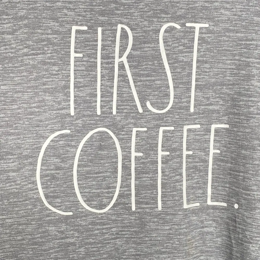 Rae Dunn First Coffee Short Sleeve Pajama Lounge Graphic T-Shirt Large - Image 5