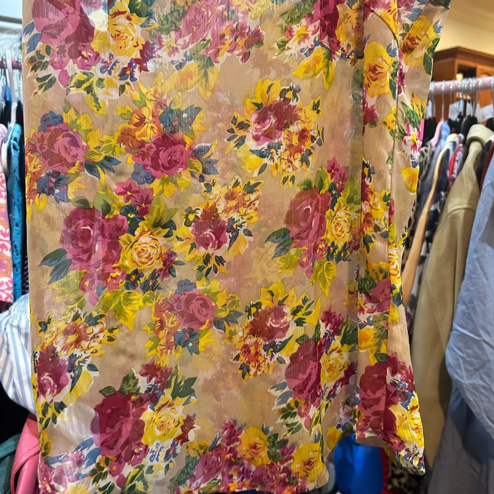 🤯4/$15 Route 66 Floral‎ Tank Top Sheer Sleeveless Casual Summer Top Size S - Image 5