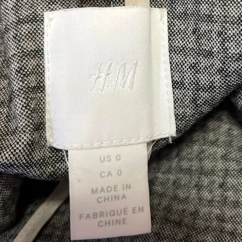 H&M Multicolor Plaid Checkered Notch Collar Trench Over Coat Blazer Jacket Sz 0 - Image 4