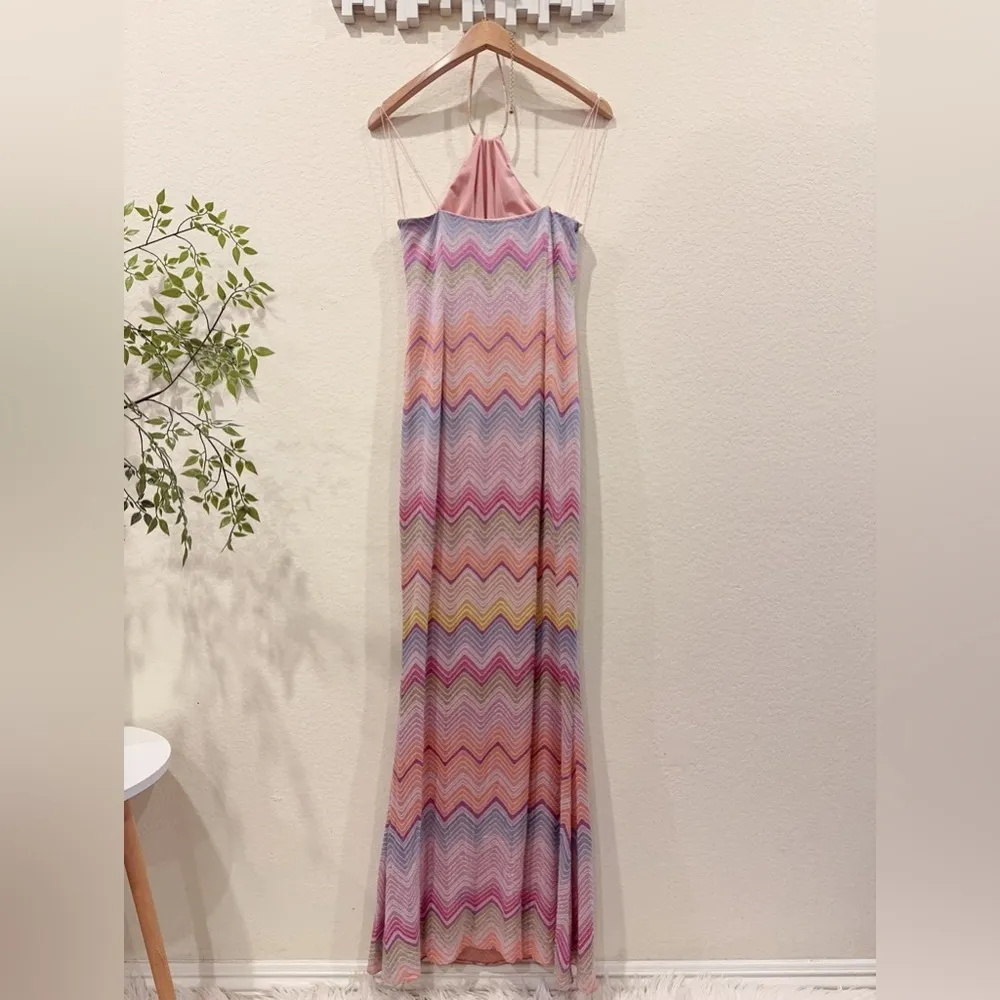 Liv Foster Jacquard Knit Mermaid Maxi Dress Size 6 NWT Vacation Ready Pink - Image 9