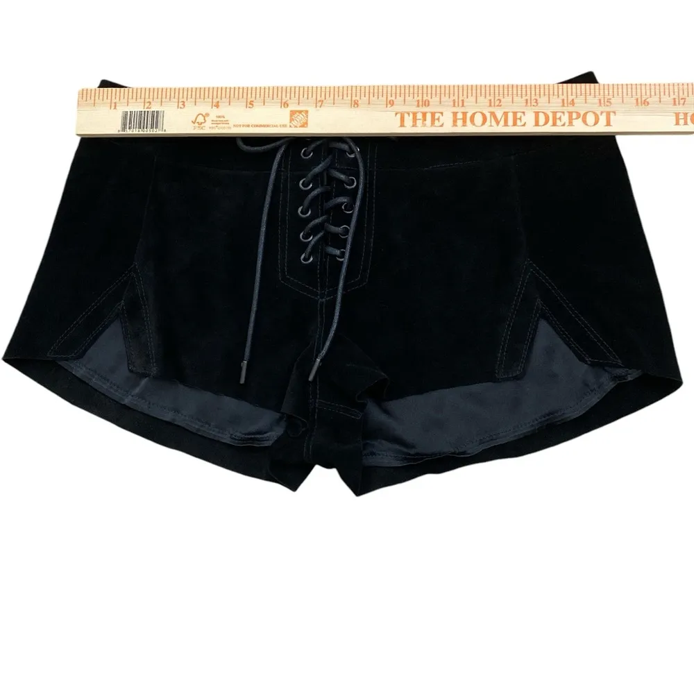 AYAI Are You Am I Cuyler Lace Up Black Suede Hot Pants Micro Shorts S - Image 4