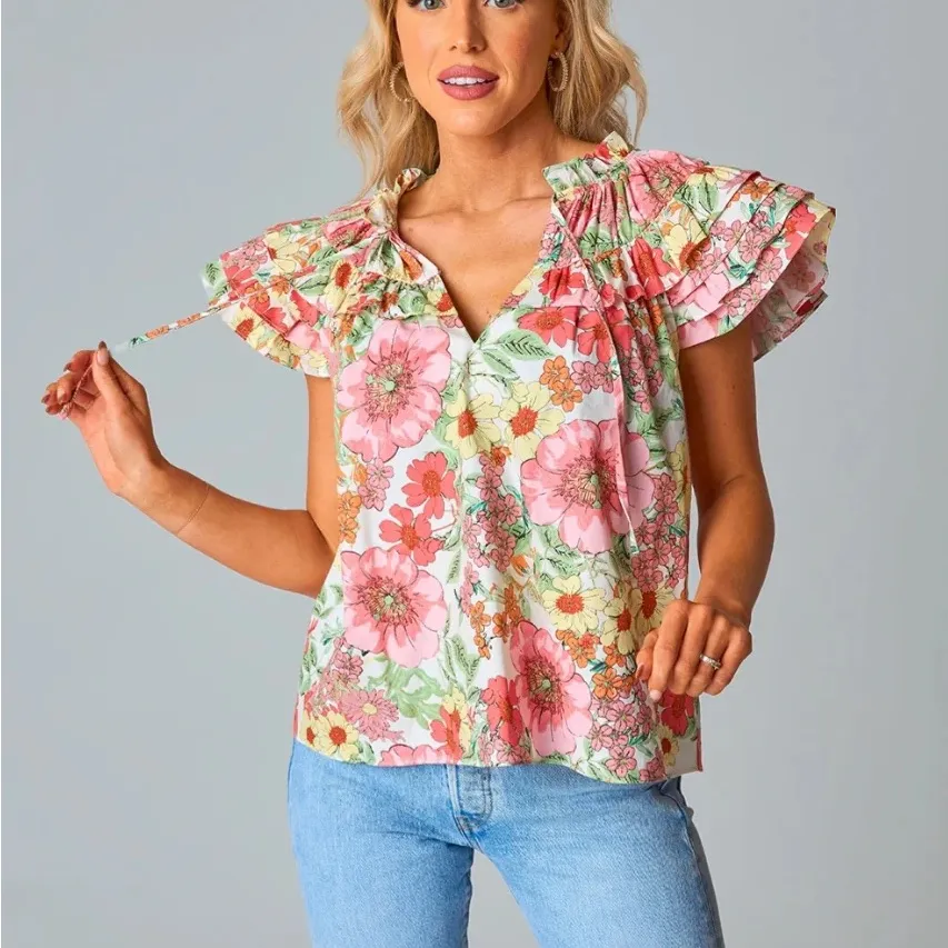 Buddy Love Floral Ruffle Sleeve Blouse - Image 2