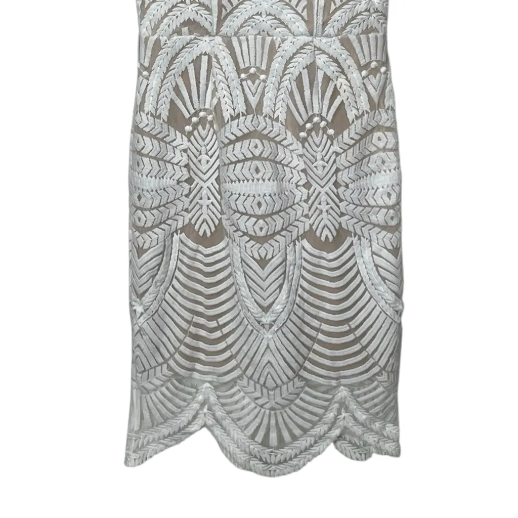 Hello Molly White Lace Overlay Bodycon Mini Dress V-Neck Sleeveless XS US2 - Image 4