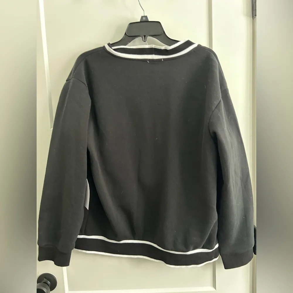 black sweatshirt cardigan & white crop tank & socks Juniors size M… - Image 2