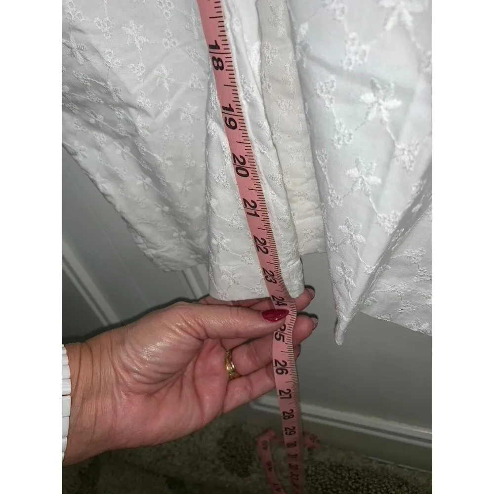 Liz Claiborne Lizsport Women's Size 10 White Cropped‎ Embroidered Floral Pants - Image 7