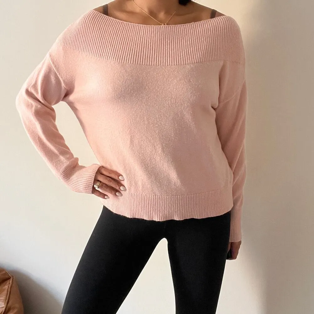 Anthropologie MOTH Off the Shoulder Boat Neck Light Pink Sweater Size XS - Image 10