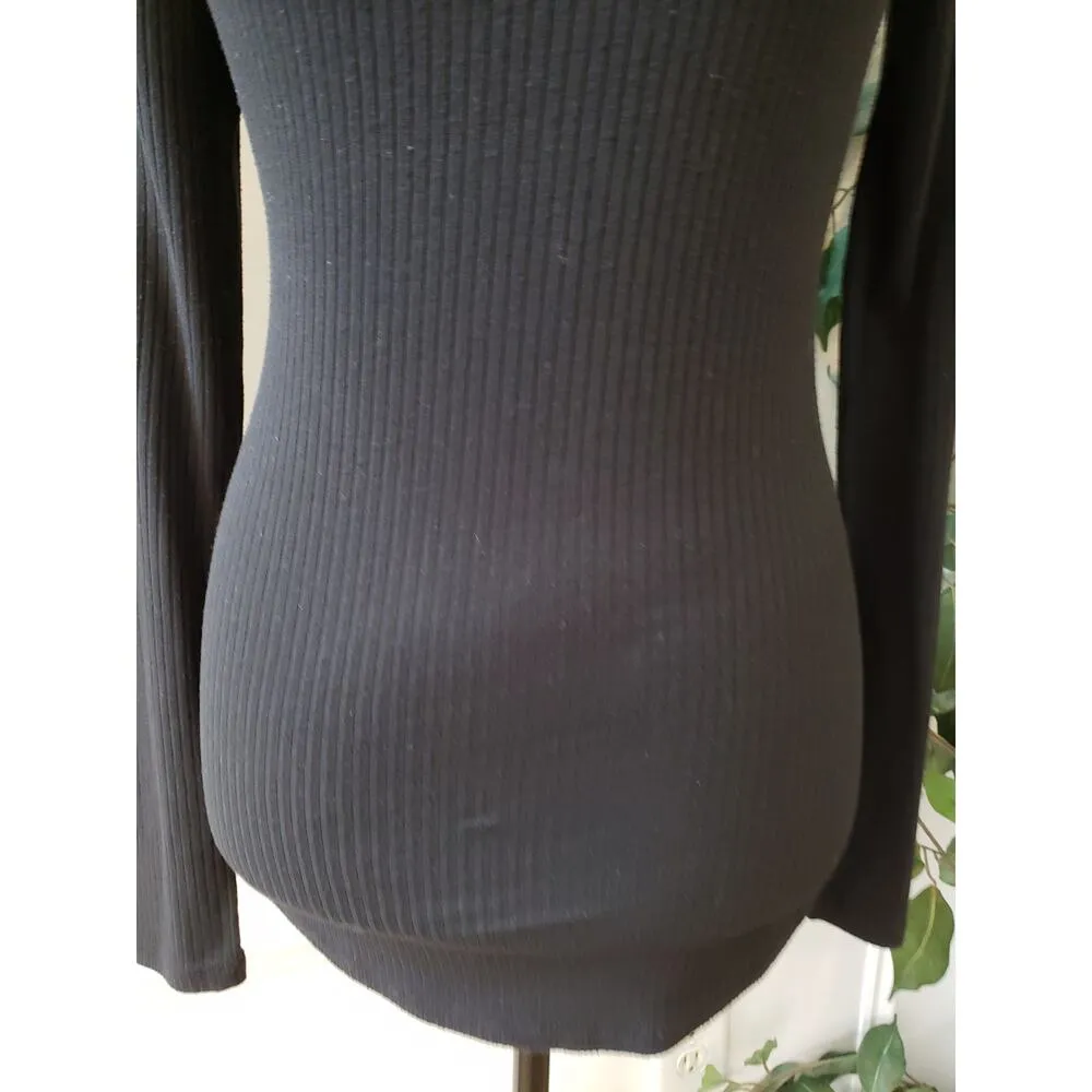 Madewell Top Blouse Women's Small Black Ribbed Long Sleeve Turtle Neck Pullover - Image 5