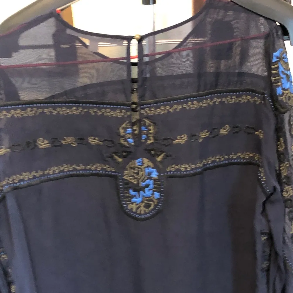 Veronica Beard Tobie Embroidered Blouse in Navy 12 - Image 8