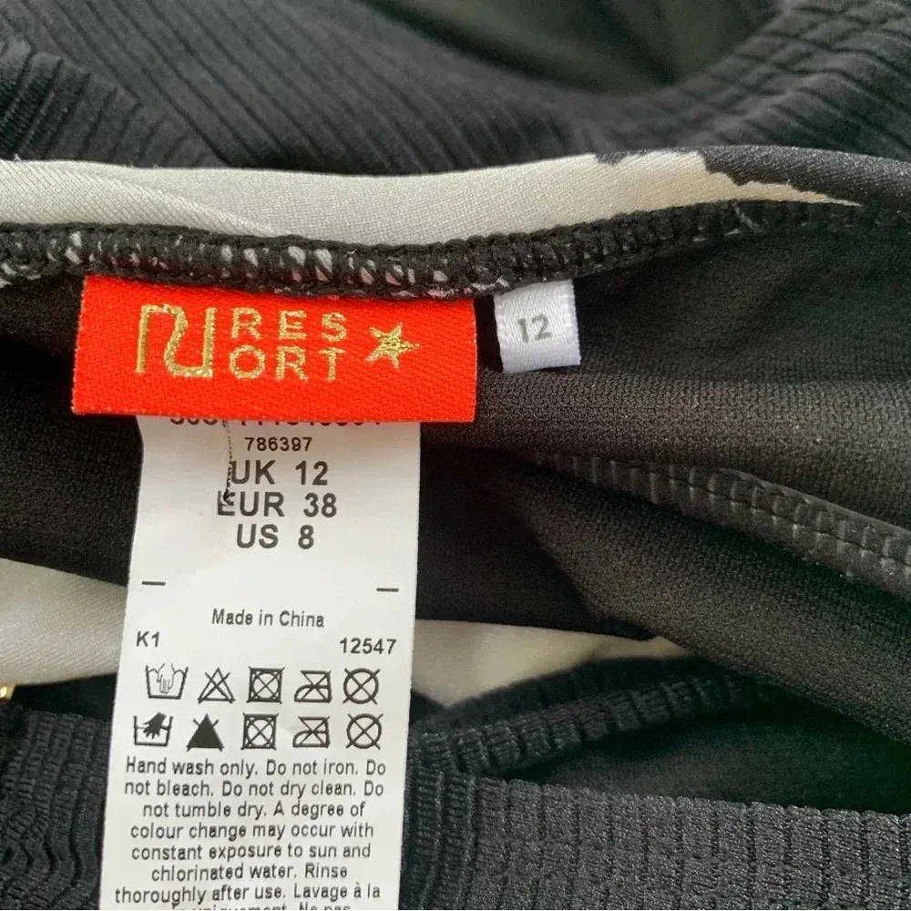 River Island Cut Out Tie Waist Bandeau One Piece Swimsuit Black Size 8 NWT - Image 9