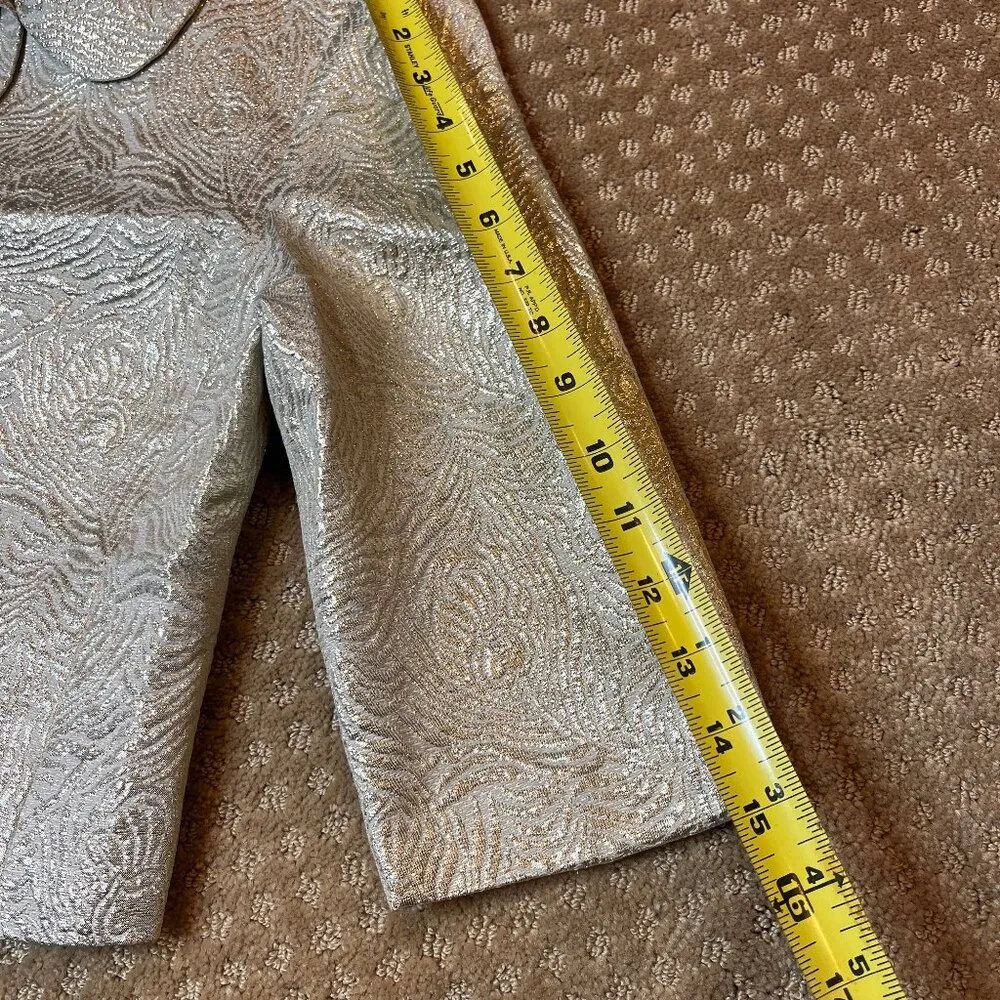 Allegory Gold Silk Metallic 3/4 Sleeve Crop Jacket SZ 2 Holiday Christmas Dressy - Image 8