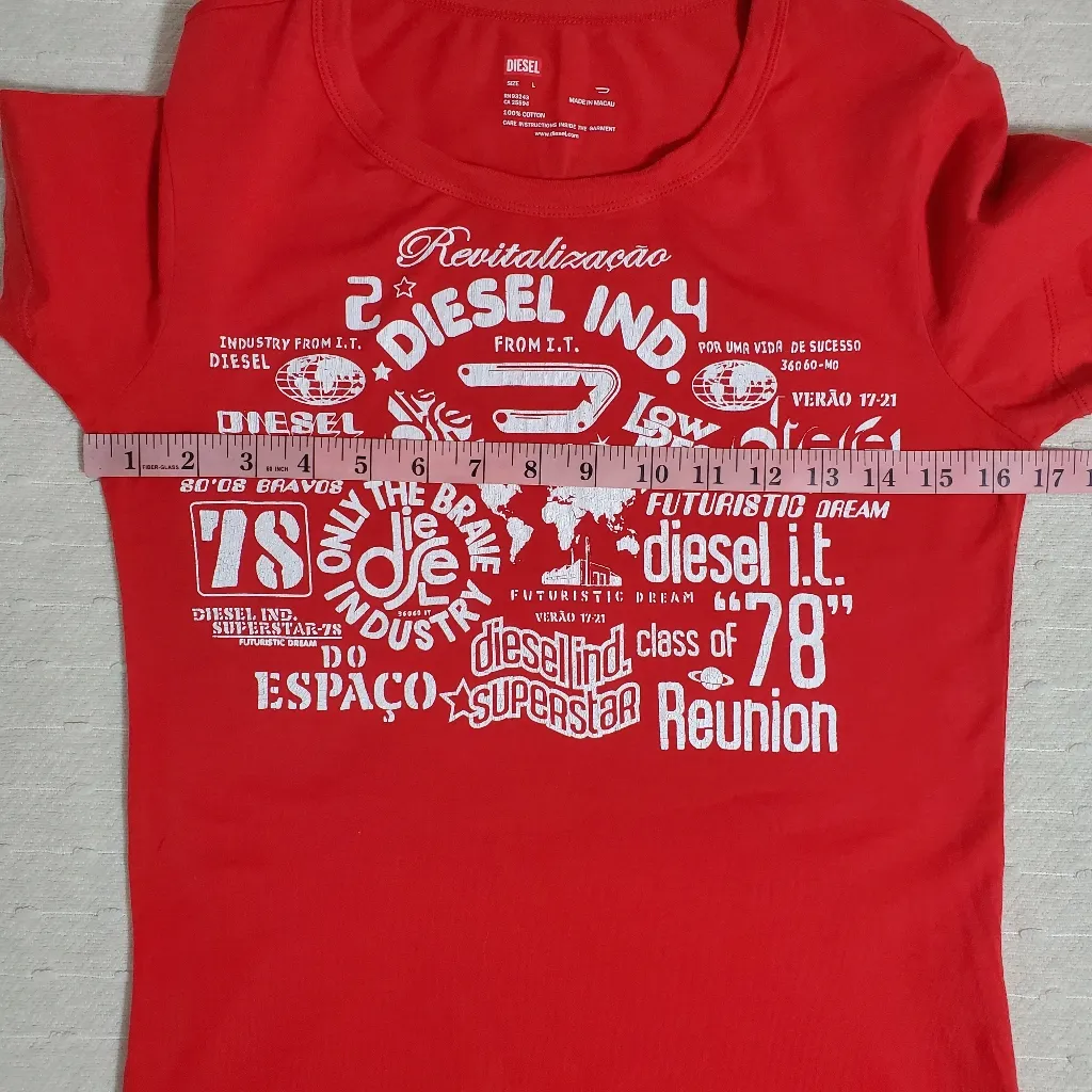 Diesel Vintage‎ original Logo Red T-shirt  Size L , 100%Cotton - Image 3