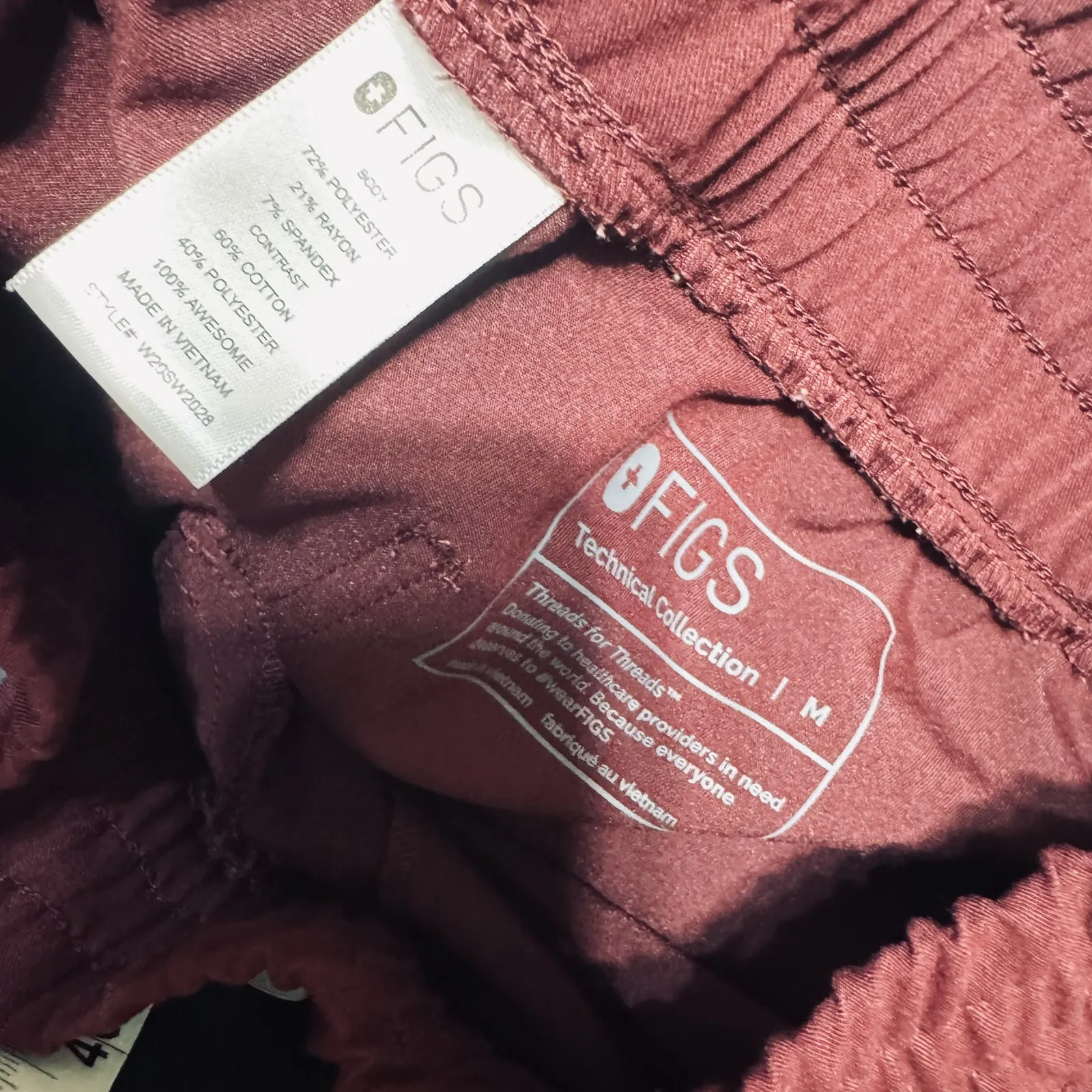 FIGS Scrub Pants Joggers High Waisted Technical Burgundy womens Medium - Image 6