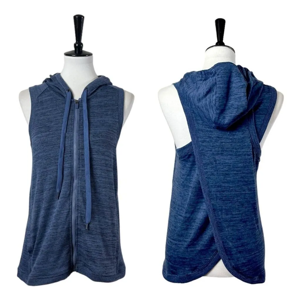Active Life Tunic Vest Hooded Zip Front Pockets Blue Heather Women’s Size Small - Image 13