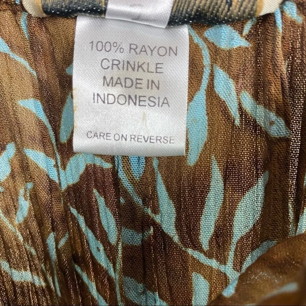 Vintage Red's Threads Medium 70’s Leaf Flowy Midi Skirt Floral Plants Nature Brown - Image 7