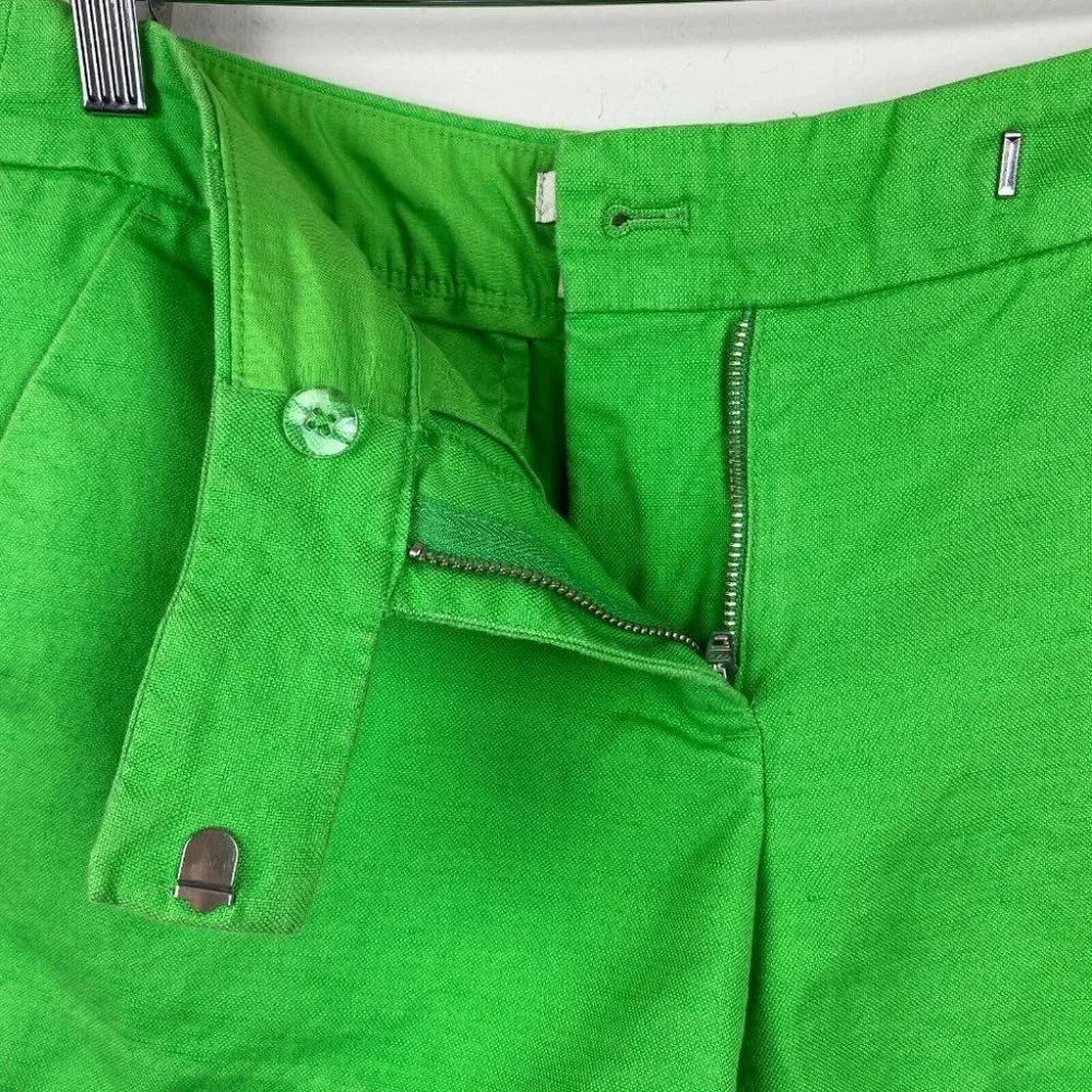 J. Crew Shorts 0 Green Linen Cotton 4" Scalloped Hem Pockets Summer Casual Women - Image 6
