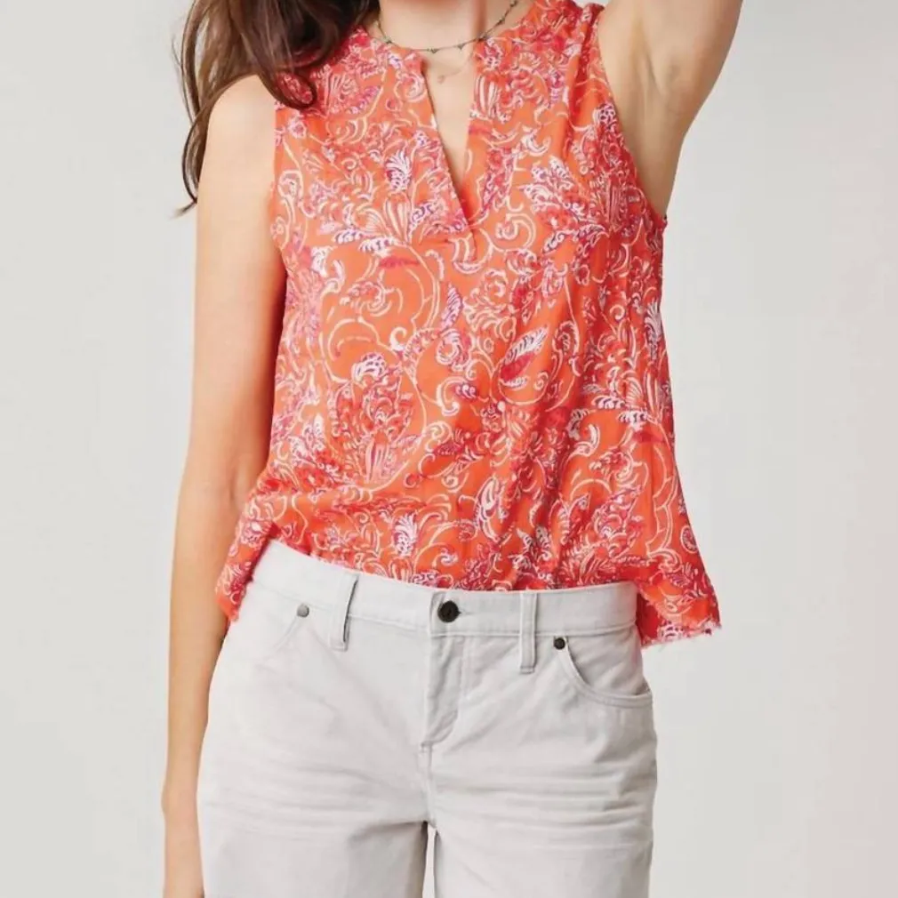 Carve Designs Small Dylan Tank Lisbon Resort Vacation Organic Cotton Orange - Image 6