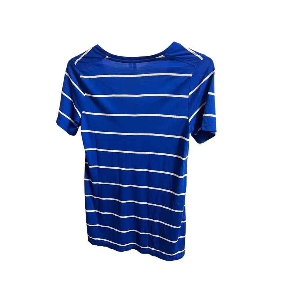 Banana Republic TShirt Womens XS Blue White Striped VNeck Casual Short Sleeve - Image 2