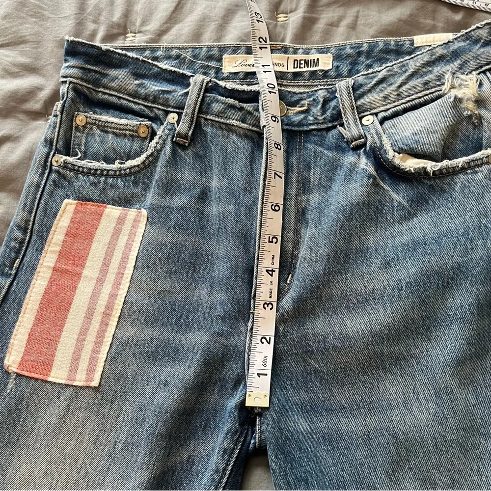 Lovers And Friends Women's Blue Denim Patchwork Straight Leg Jeans Size 27 - Image 12