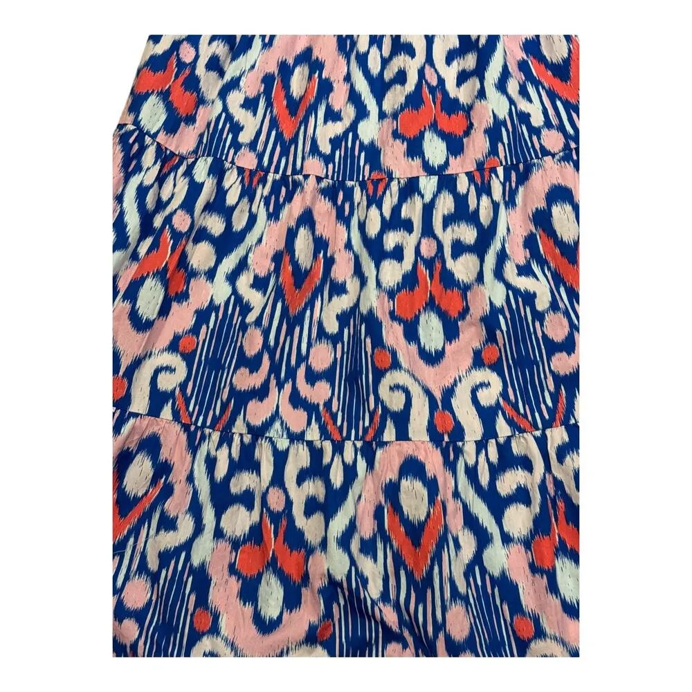 Crown & Ivy Cotton Halter Neck blue pink Maxi Dress open smocked back size L - Image 7