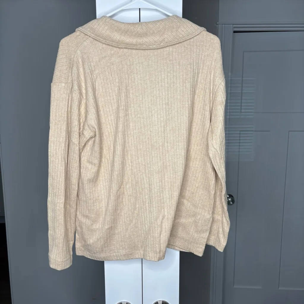NWT Madewell Relaxed Long-Sleeve Polo Tee Cream - Image 3