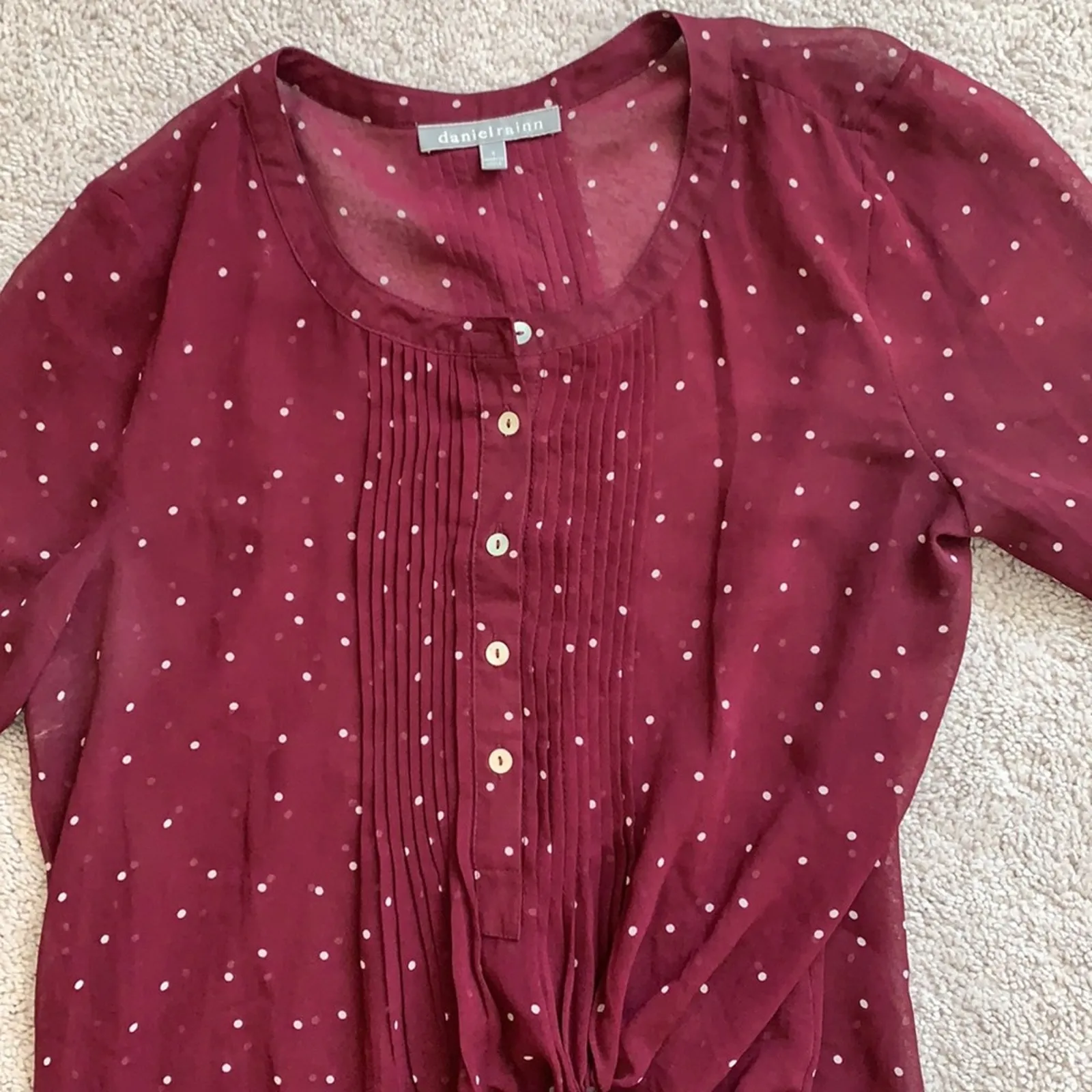 Daniel Rainn Sheer Polka Dot Blouse Sz S - Image 3