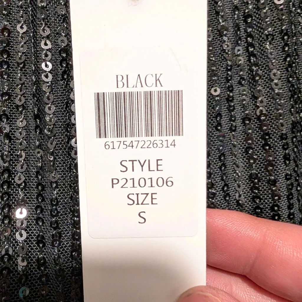 WHY Dress Black Sequin Joggers NWT New Years Eve Party Pants Small Sparkle - Image 7