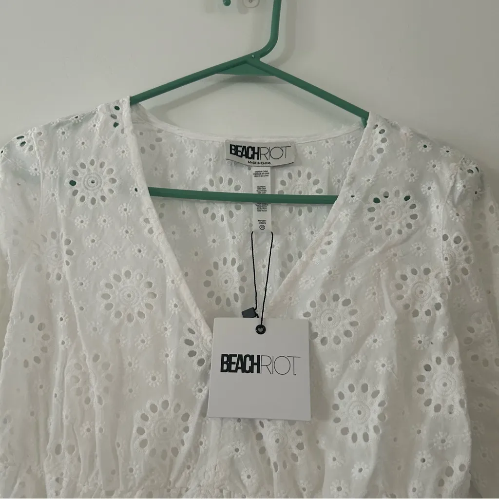 NWT Beach Riot Delaney White Eyelet Dress Size XS - Image 7