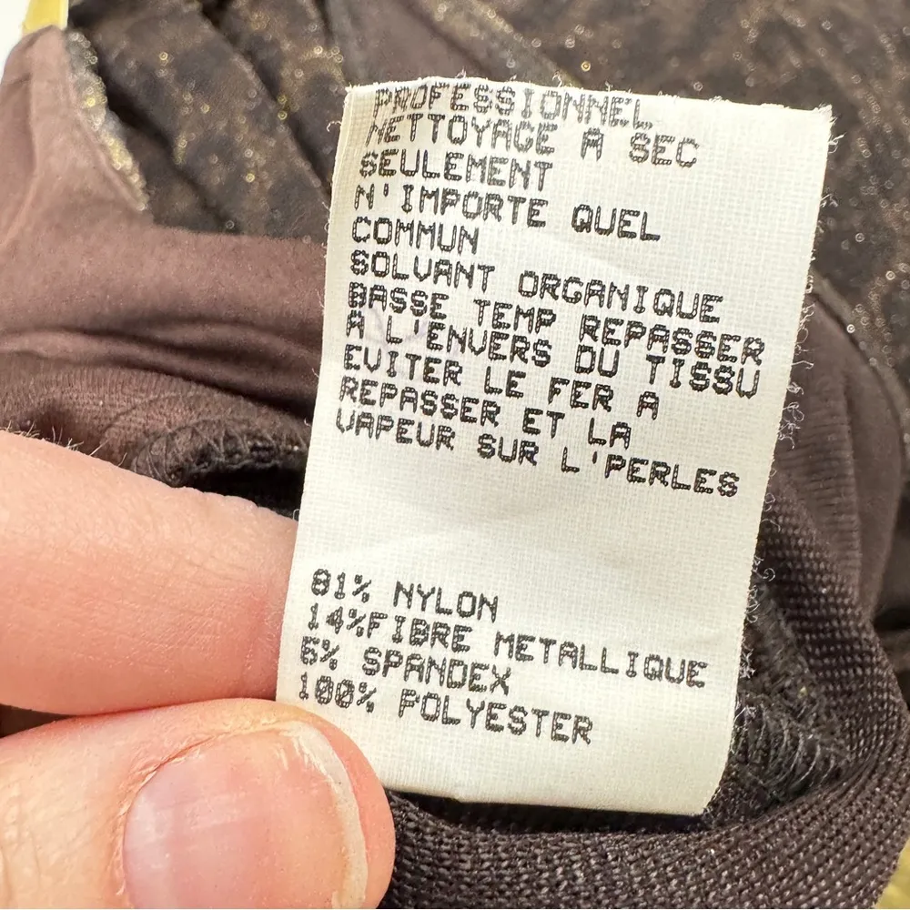 Vintage Scott McClintock Brown Leopard Print Maxi Dress Womens 6 Formal Glitter - Image 14