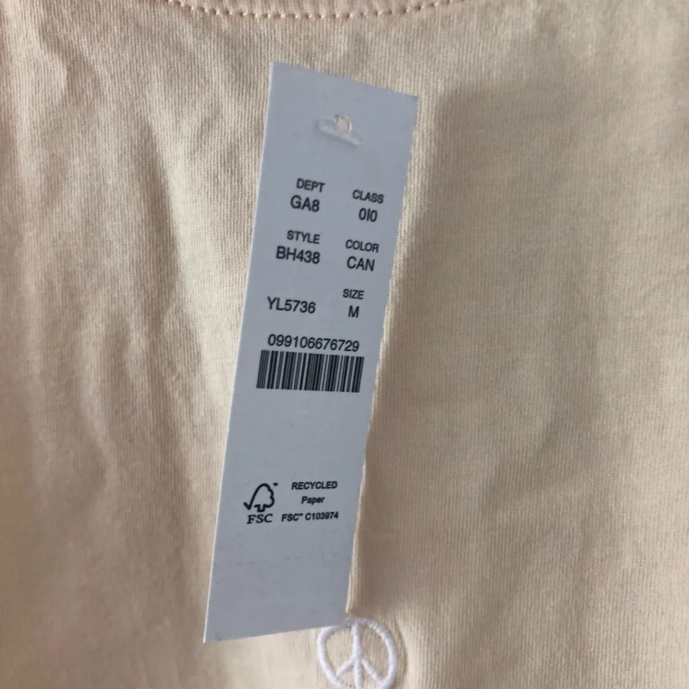 J. Crew Cotton Peace Sign Embroidered Crewneck T-shirt in Candlelight NEW - Image 6